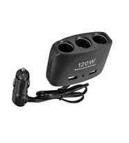 ENERJİ SOKETİ ÇAKMAKLIK ÇOĞALTICI 3 GİRİŞLİ ÇİFT USB'Lİ 12V-24V 120W