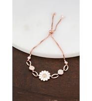 Zirkon Taşlı Rose Papatya Gümüş Bayan Bileklik