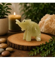 3 İnç Oniks Fil Biblo – Feng Shui Bereket Sembolü, Doğal Taş Dekoratif Fil, 7x8 cm