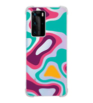 Huawei P40 Pro  Köşe Korumalı Antişok Kapak Renkli Desen Tasarımlı Şeffaf  Kılıf