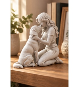 Ayrılmaz ikili – Kadın ve Köpeği Dekoratif Biblo