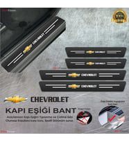 Chevrolet  Logolu Karbon Kapı Eşiği Koruyucu Suni Deri 4'lü Set