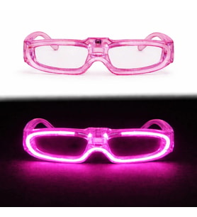 Pembe Led Işıklı Parti Gözlüğü 3 Modlu – Glow Gece Eğlence Gözlüğü