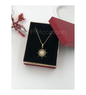 Çelik Kadın Kolye Çelik Kadın Kolye Paslanmaz Çelik 14k Gold Kadın 45 cm Kolye Kar tanesi HEDİYE KUTULU