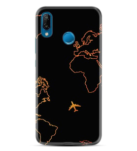 Huawei P20 Lite Mate 10 20 Lite Pro P40 Lite KılıfDesemli Silikon Harita ve Uçak 1777