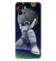 Vivo Y15S Y32 Y33S Y51 Y53S Kılıf Desemli Silikon Astronot ve Dünya 1759