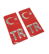 Tr Plaka Arması Metal Etiket Sticker Kırmızı 2'Li