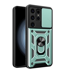 Newface Samsung Galaxy S24 Ultra Kılıf Pars Lens Yüzüklü Silikon - Yeşil