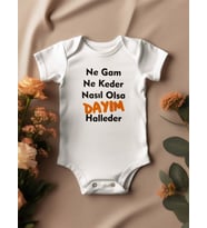 Dayım Halleder Yazılı Bebek Zıbın (Beyaz)