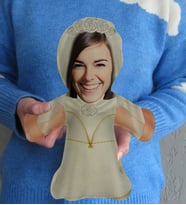 BK Gift Kişiye Özel Fotoğraflı Gelin Bebek Yastık-1