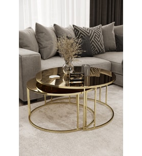 Yavrulu 1+1 Orta Sehpa Gold Kaplama Bronz Ayna