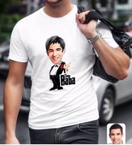 BK Gift Kişiye Özel Godfather Baba Karikatürlü Beyaz T-Shirt-1