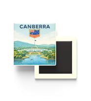 Retro Avustralya Canberra Şehri Temalı Vintage Buzdolap Magneti – 9x9 cm
