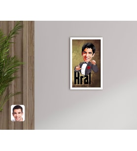 BK Gift Kişiye Özel Kral Karikatürlü Dekoratif Ahşap Beyaz Çerçeveli Tablo-2