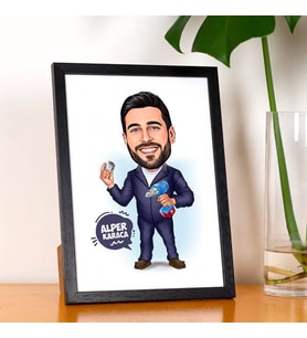 Kişiye Özel Tamirci Erkek Karikatürlü Resim Çerçevesi