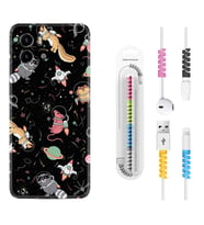 Vivo Y15S Y32 Y33S Y51 Y53S Kılıf Kablo Koruma Spiral Silikon Planet Animals 1771