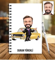 Kişiye Özel Araba Tasarımlı Karikatür Ahşap Defter Ve Kalem Seti 83