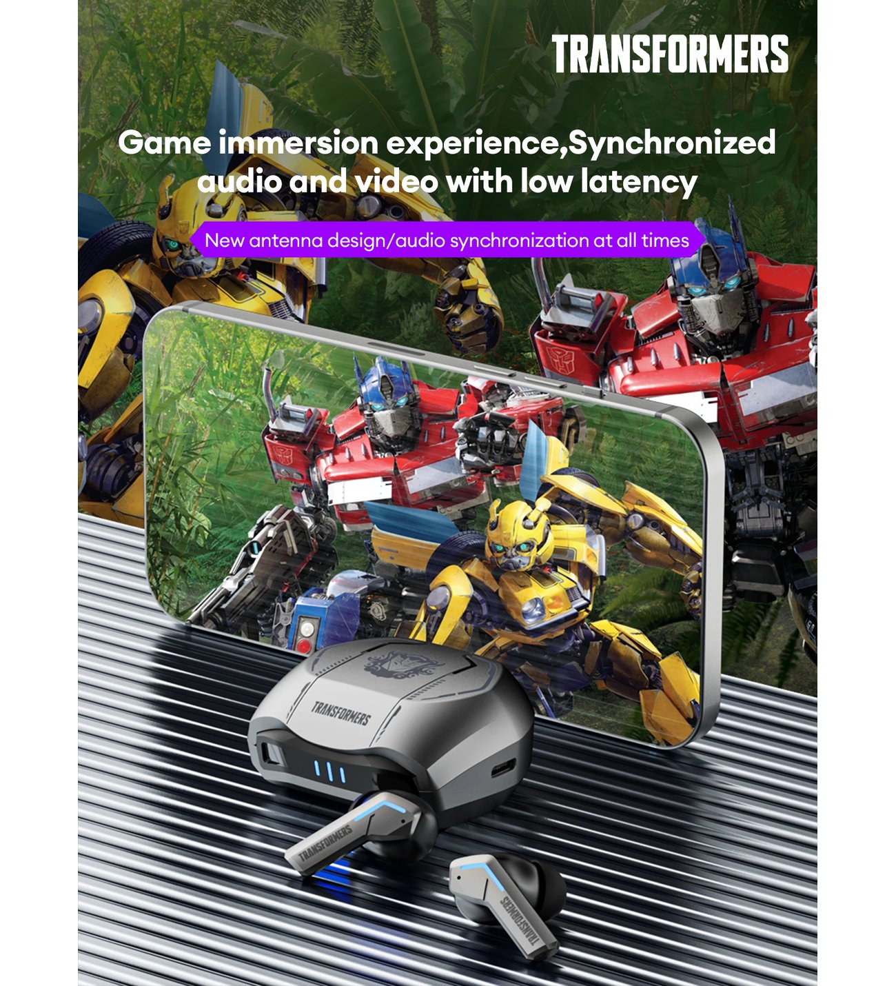 Transformers TF-T06 kablosuz oyun kulaklık TWS Bluetooth 5.3