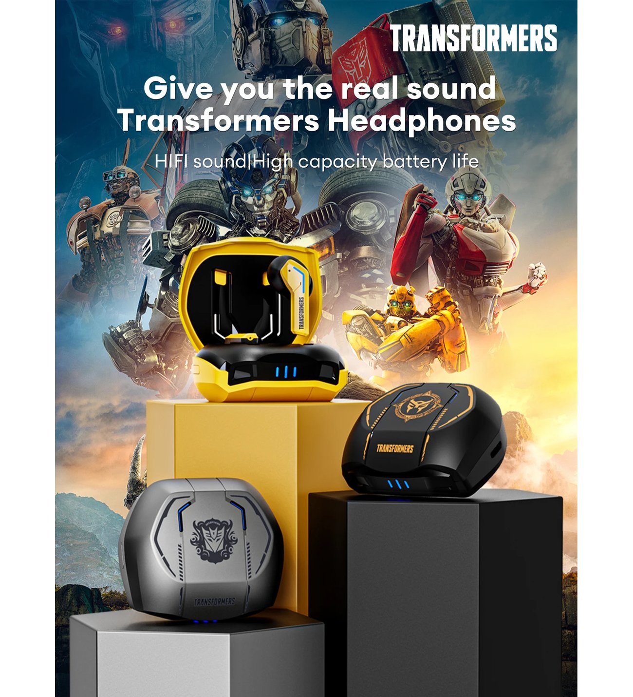 Transformers TF-T06 kablosuz oyun kulaklık TWS Bluetooth 5.3