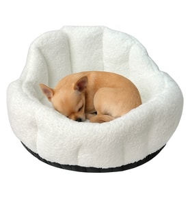 Peluş Evcil Hayvan Yatağı Wellsoft Kumaş Kedi ve Köpek için Rahat Yatak (Beyaz)