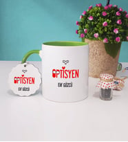 Optisyen Kupa Bardak Yeşil ve Anahtarlık