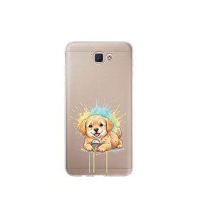 Samsung Galaxy J7 Prime 2 ile Uyumlu Splash Köpek Tasarımlı Şeffaf Silikon Kılıf