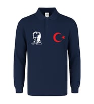 ATATÜRK-AY YILDIZ BASKILI POLO YAKA UZUN KOL TİŞÖRT (Lacivert)