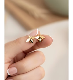 Mineli Arı 14 Ayar Altın Küpe (Gold)