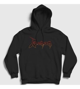Presmono Unisex Siyah Logo Venom Kapüşonlu Sweatshirt 122008tt