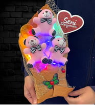 Renkli Led Işıklı Seni Seviyorum Pembe Ayıcıklı Premium Peluş Ayıcık Buketi (Model 4)