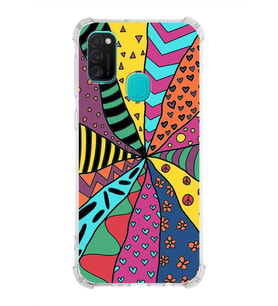 PrintiFy Samsung Galaxy M30S Uyumlu Retro Color 4 Baskılı Şeffaf Köşe Korumalı Antişok Kılıf