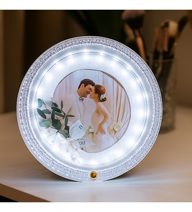 Ledli Yuvarlak Çiçek Buketi Fotoğraf Çerçevesi