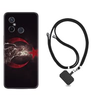 Xiaomi Redmi 12C Kılıf Resimli Boyun Askılı İpli Desenli Silikon Kurt ve Ay Yıldız 1403