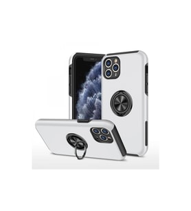 Apple İphone 11 Pro Max Kılıf Elit Yüzüklü Kapak - Gümüş