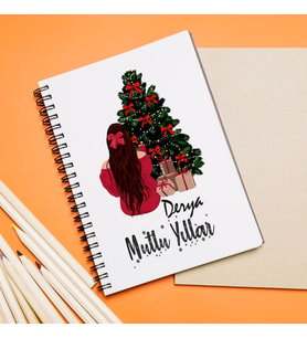 Mutlu Yıllar & Merry Christmas & Yılbaşı Tasarımlı Defter Kişiye Özel