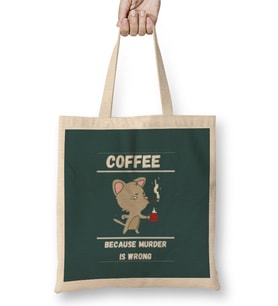 Cat Funny Coffee Drinks Lover Gift Quote - Vintage Retro Rainbow Style Bez Çanta Uzun Saplı