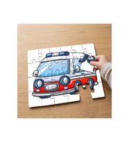 Ambulans - İlk Yardım Aracı Tasarımlı 24 Parça Ahşap Çocuk Puzzle MPK1147