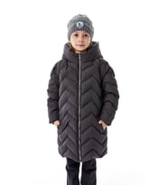 Kız Çocuk Kapüşonlu Kışlık Şişme Mont 51353 (Gri)