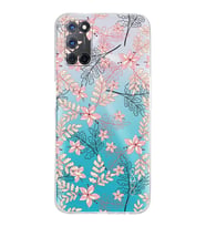 PrintiFy Oppo A92 Uyumlu Kamera Korumalı Floral Kırmızı Tasarımlı Şeffaf Silikon Kılıf
