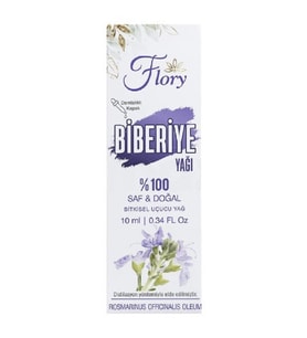 Flory Saf Uçucu Biberiye %100 Doğal Yağ Damlalıklı Kapaklı 10 ml