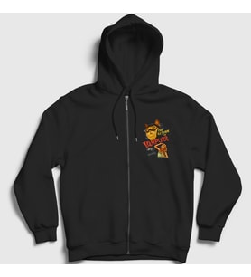 Presmono Unisex Siyah Vampurr Vampir Hediye Kedi Kedili Fermuarlı Kapüşonlu Sweatshirt 483120tt