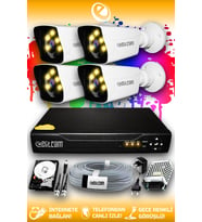 ELITCAM 4 Kameralı Kare 4 Dış Kamera Set 2 TB HDD Full HD Renkli Gece Görüşlü Güvenlik Kamerası Sistemi