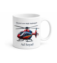 İsimli Helikopter Desenli Baskılı Kupa Bardak Özel Tasarım Hediye