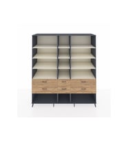 Kronos Dolap 12 Raflı 6 Çekmeceli  220x59x243 Antrasit-Aytaşı/Çam