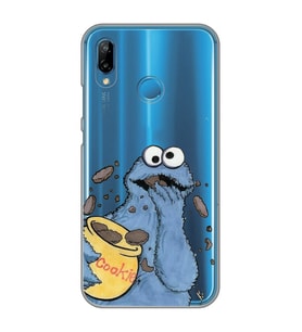Huawei P20 Lite Uyumlu Susam Sokağı Kurabiye Canavarı Desenli Şeffaf Telefon Kılıfı