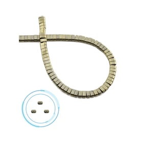 Hematit Doğal Taş Parlak Antik Sarı Çift Delikli 4x2mm Dizi