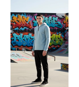Erkek Kapüşonlu Standart Kol Polar Fermuarlı Sweatshirt Fonksiyonel Dayanıklı Kaliteli Şık
