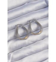 Pirinç Gold Gümüş Renkli Oval Çoklu Görünümlü Küpe - TJ-BKP9223 TG-V 3125