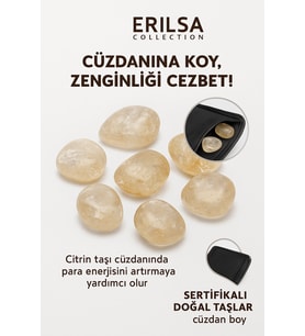 Sertifikalı Cüzdan Boy Tamburlanmış Açık Şeffaf Sitrin Taşı Kütle - Bolluk, Işık Günlük Enerji