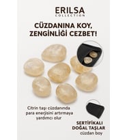 Sertifikalı Cüzdan Boy Tamburlanmış Açık Şeffaf Sitrin Taşı Kütle - Bolluk, Işık Günlük Enerji (Çok Renkli)
